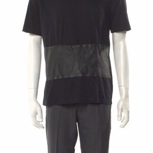 Valentino Black Tee with Leather Accent